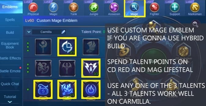 Mobile Legends Carmilla Emblem MAGE