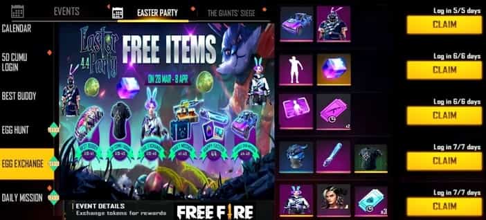 In-Game Events free fire
