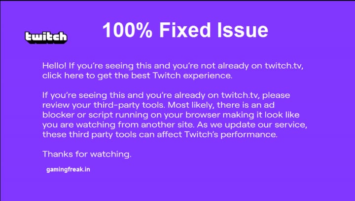Twitch Player When The Purple Screen Appears